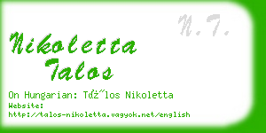 nikoletta talos business card